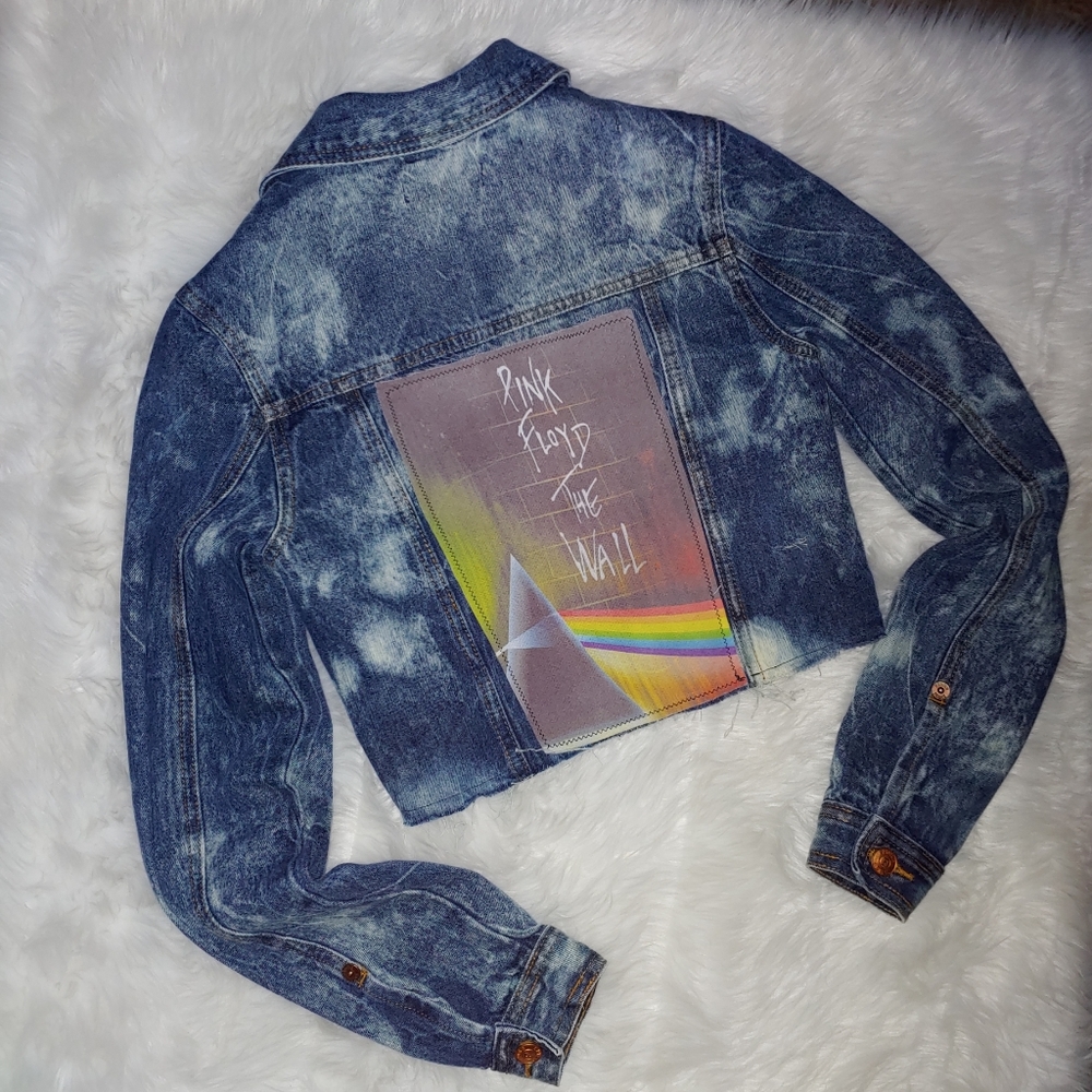 Pink Floyd distressed bleached denim jacket